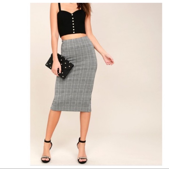 ✨LAST ONES✨Houndstooth plaid chic pencil skirt - Picture 2 of 5